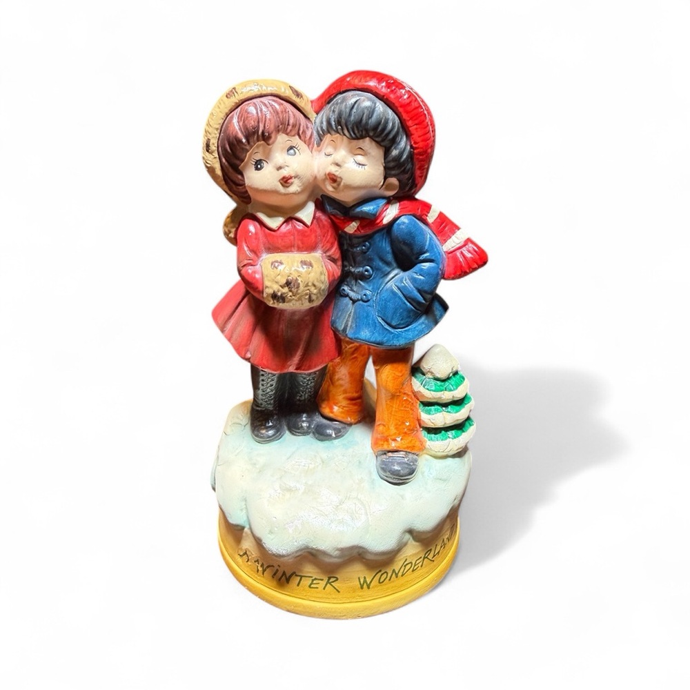 Vintage A.E. Price Winter Wonderland Rotating Music Figurine 1977 Japan